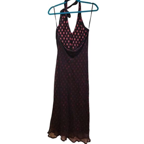 Vintage Bebe Silk Annalisa Halter Slip Dress Polka Dot Y2K | L | NWT Elle Woods - Picture 6 of 13